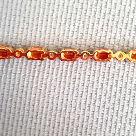 NATURAL TANZANIA TANGERINE KYANITE, WHITE ZIRCON BRACELET - Picture 4 of 9